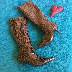 DIEGO DI LUCCA leather croc embossed boots Sz 8